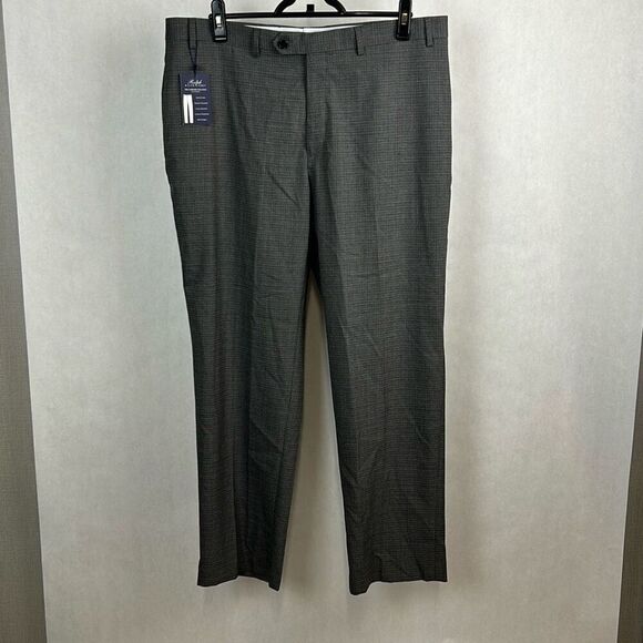 NEW Ralph Lauren Mens Comfort Flex Pants Sz 38x30 Gray Herringbone Flat Front - Picture 1 of 9
